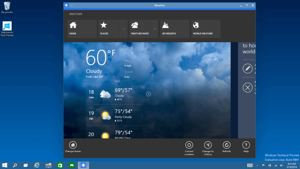 Windows 10: Универсальные окна приложений